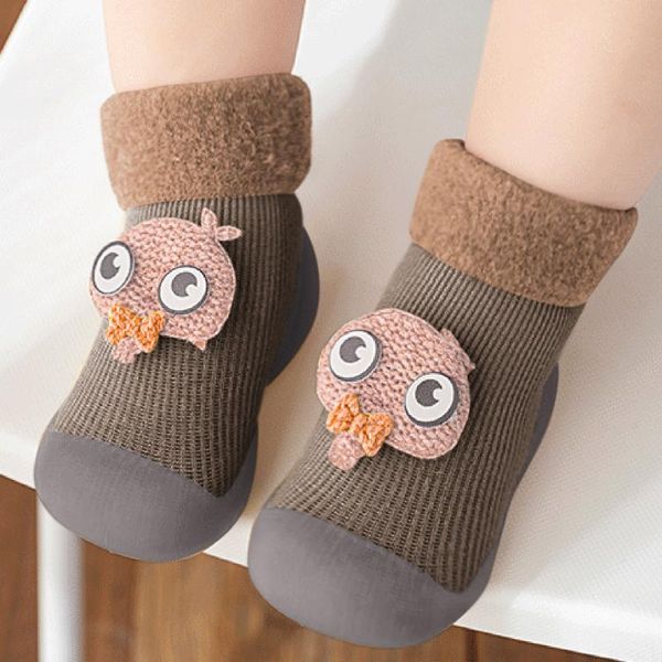 

first walkers baby girls boys sock shoes toddler solid warm knit soft sole rubber socks slipper booties 0-3 years