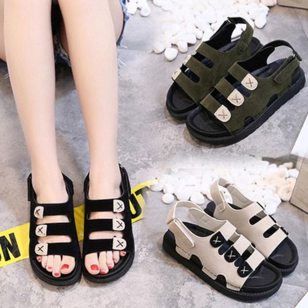 

women's flat sandals 2021 summer fashion comfortable matte open toe sponge cake female korean version, Black