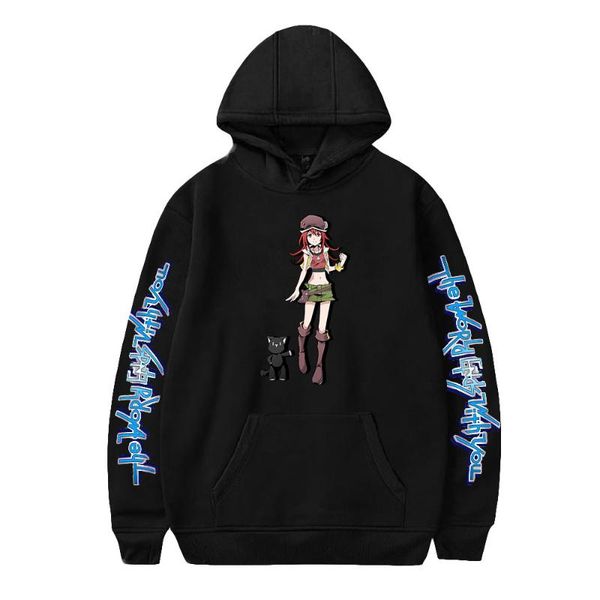 

women's hoodies & sweatshirts anime the world ends with you hoodie misaki shiki print men women harajuku streetwear sweatshirt oversize, Black