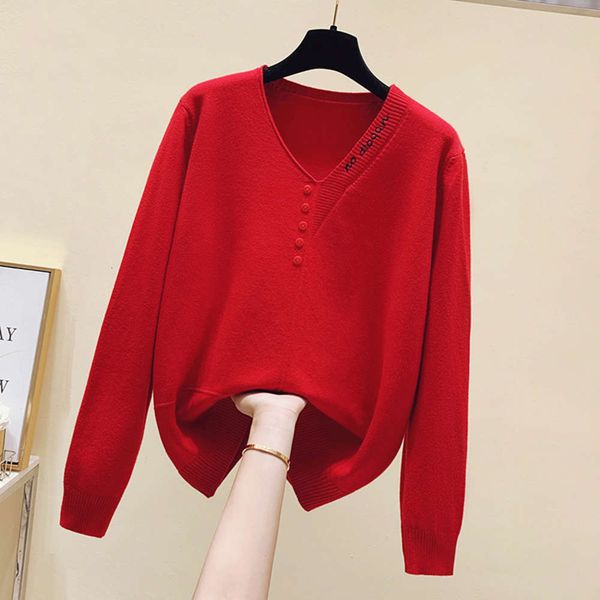 

women's sweaters sweatersautumn and winter korean v-neck loose knit bottomed shirt women's design sense minority pullover r4yz, White;black