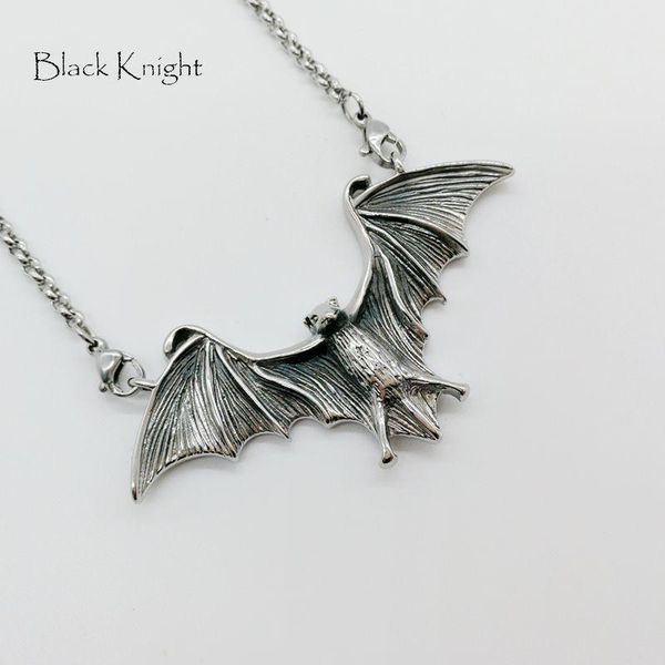 

pendant necklaces 2021 black knight vintage silver color stainless steel bat necklace cute animal fashion jewelry blkn0694