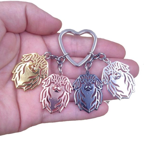 

keychains 2021 tibetan spaniel dog animal cute gold silver plated keychain for bag women men girls female fashion k198