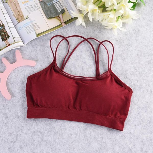 

seamless removable padded bra casual fitness breathable women french style soft lingerie underwear wireless push up1, Red;black