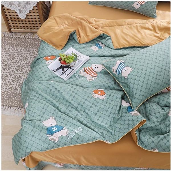 

bedding sets style washed ten silk summer quilt four-piece air-conditioning