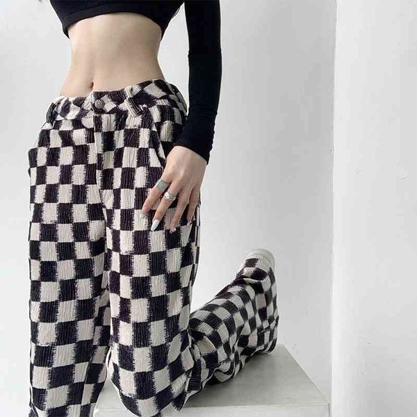 

american checkerboard pants are thin and versatile. 2021 new fashion casual micro pants, women's summer, Black
