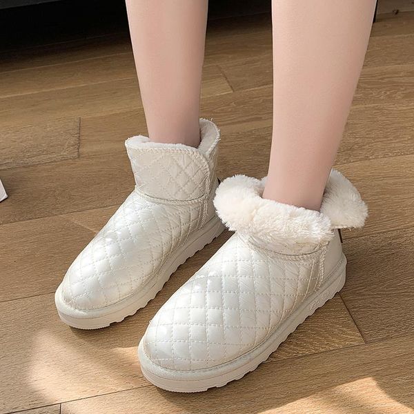 

boots 2021 large cotton shoes women's winter thickened warm snow side zipper waterproof, Black