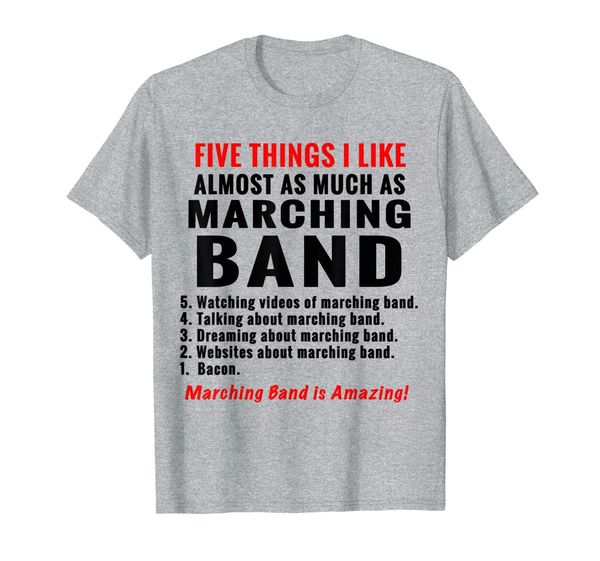 

5 things about marching band funny tee shirt, White;black
