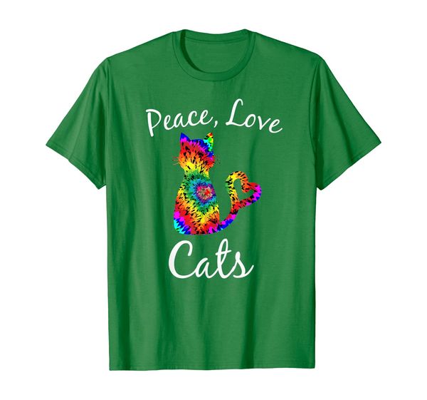 

tie dye cat shirt peace love cats tie dyed kitty cat lover t-shirt, White;black