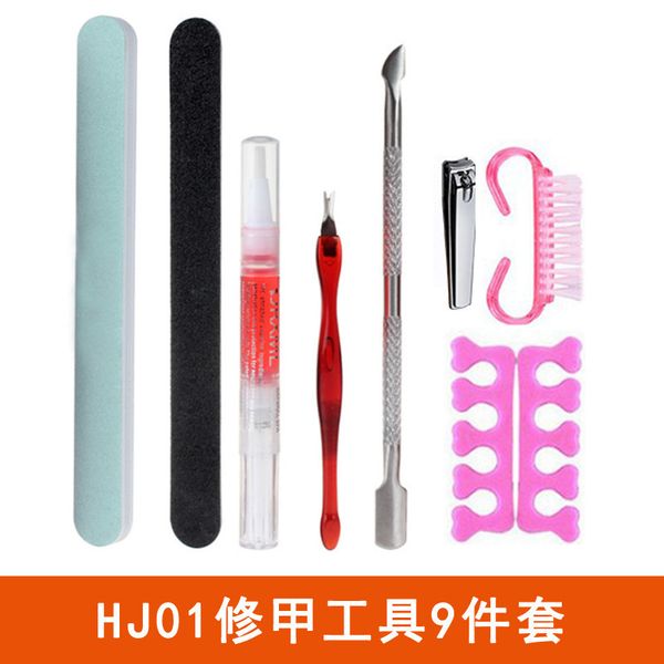 

tool file dead skin fork strip nail surface polishing sponge rubbing finger divider manicure 9 piece set