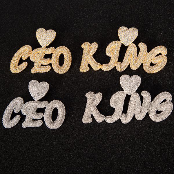 

hip hop custom name letter pendant necklace iced out full zircon gold plated cz mens jewelry christmas gift, Silver