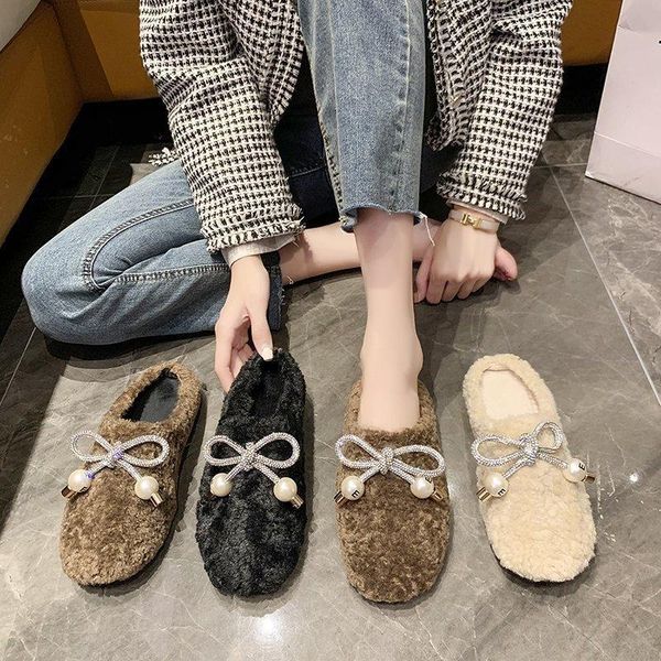 

winter women's cozy fur memory foam slippers non-slip house shoes indoor outdoor bedroom fashion comfort skin-friendly, Black