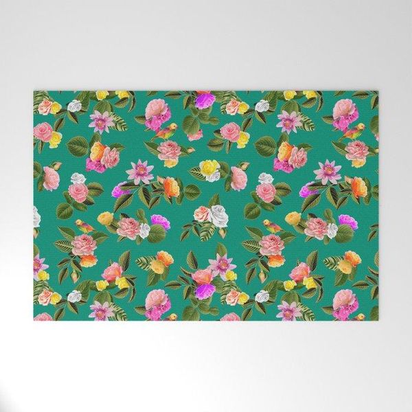 

cushion/decorative pillow bath/kitchen mat flowers green leaves bird doormat non-slip indoor and outdoor door rug home decor entrance floor