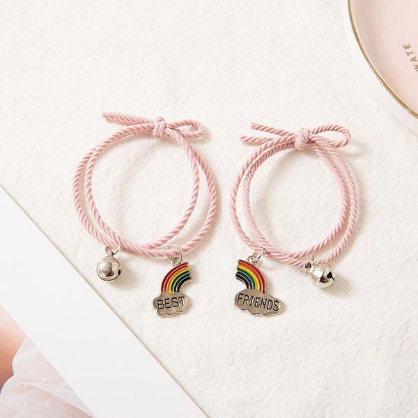 

charm bracelets 2021 handmade rainbow bracelet women men lover's couple female male paired friendship wholesale jewelry, Golden;silver