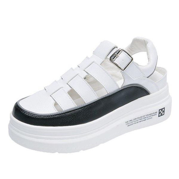 

wrap toes anlk women sneakers ladies platform casual sandals shoes woman heighten for 2021 summer, Black