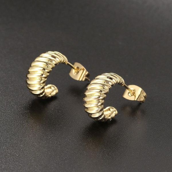 

hoop & huggie chunky gold earrings for women korean trendy c shape twist croissant female fashion jewelry accessories gift e473, Golden;silver
