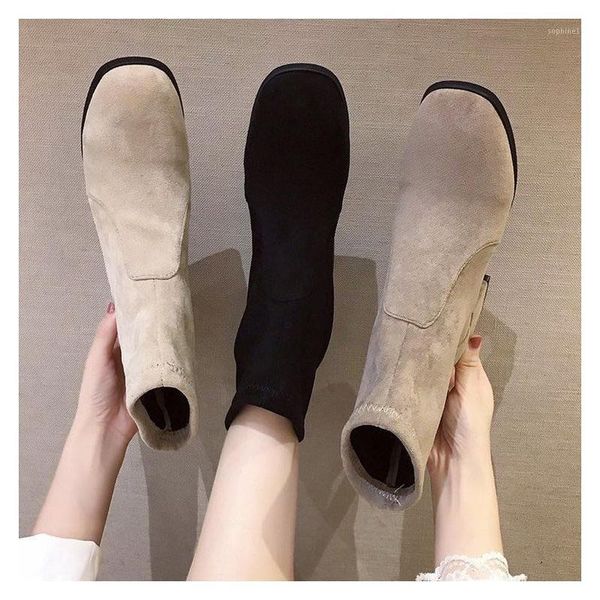 

boots 2021 arrive thick high heels square toe women quality autumn winter ankle 35 36 39 38 41 42 431, Black
