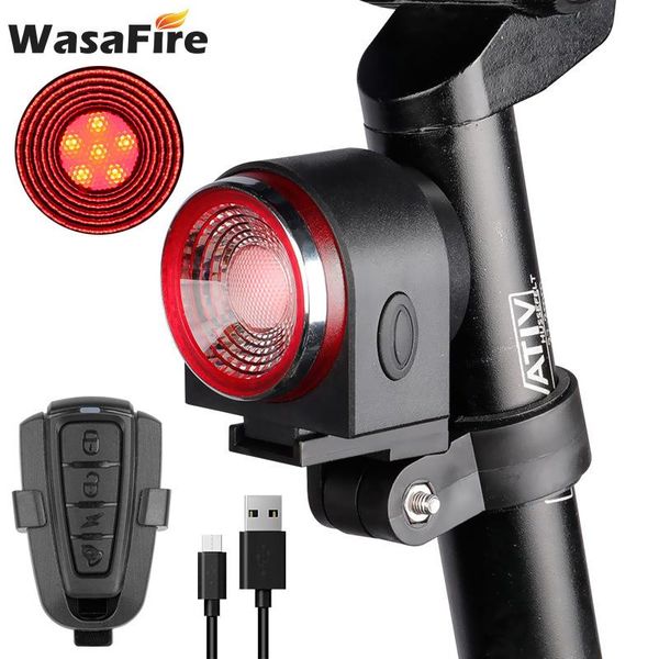 

bike lights wasafire rechargeable rear bicycle light brake tail lamp wireless remote control cycling taillight burglar alarm bell