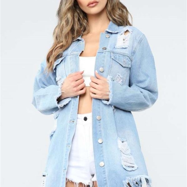 

women's jackets coats style long torn denim jacket tuxq, Black;brown