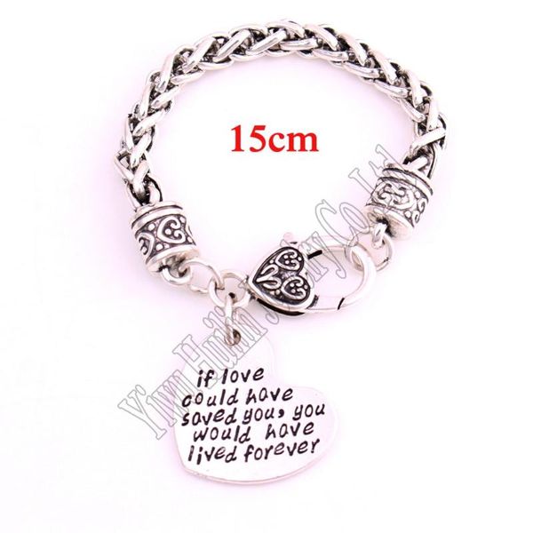 

15cm/20cm/24cm length "if love could have saved you,you would lived forever" heart pendant bracelet link, chain, Black
