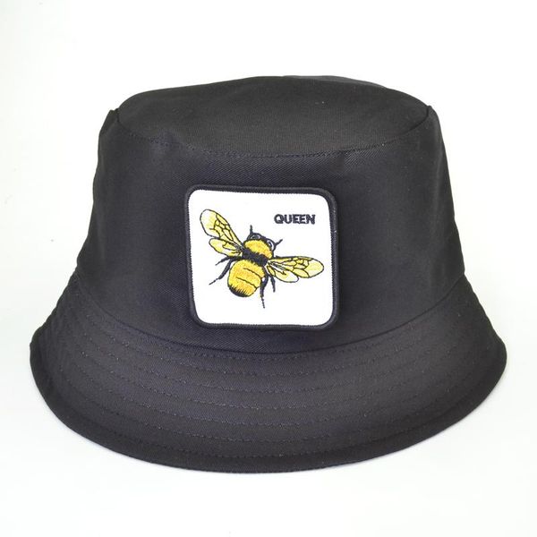 

cloches harajuku casual men fishing cap 100% cotton bucket hat fashion queen fisherman hats embroidery bee outdoor panama caps