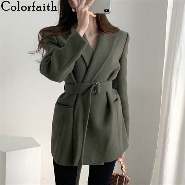 

winter spring women blazers woolen formal jackets outerwear lace up office lady wild no quilted jk1803 210427, White;black