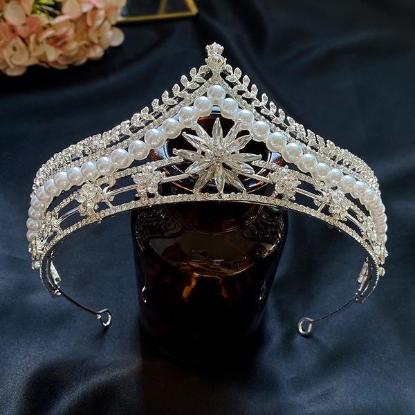 

hair clips & barrettes elegant pearls wedding crown tiara bride accessories princess hq0161, Golden;silver