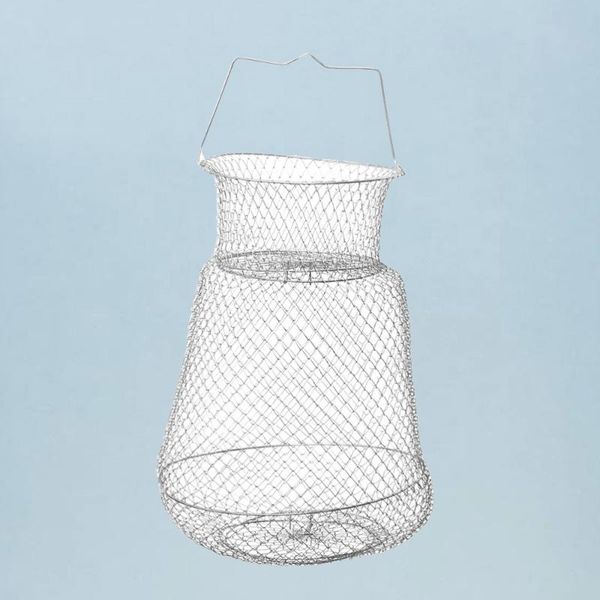 

fishing accessories 44cm zinc plating iron wire mesh hole folding crab lobster net for indoor outdoor