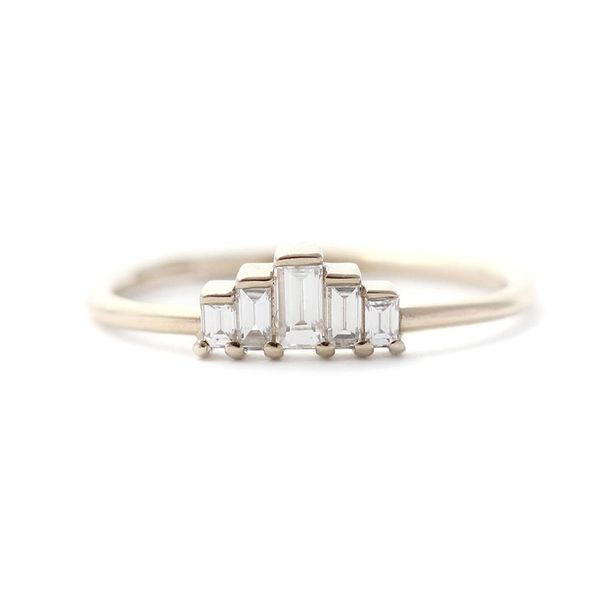 

14k yellow gold emerald moissanite engagement band total 0.65ctw lab diamond solitaire wedding for women, Slivery;golden