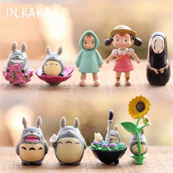 9 шт. Kawaii Симпатичные Аниме Мой сосед Totoro Micro Сад Ландшафт Украшения Газонные Украшения Фигуры Игрушки DIY Аквариум Аксессуары 211108