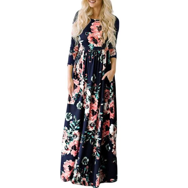 

casual dresses mg long maxi dress floral print boho beach tunic bandage bodycon evening party vestidos largos mujer plus size, Black;gray