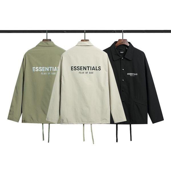 

feel of god fog double track essentials new 3m reflective letter coach jacket windbreaker coat, Black