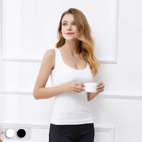 

women's bodybuilding body shaping clothes abdominal muscle tian zi postpartum closing corset tights bottomed vest chest cushion, Black;white