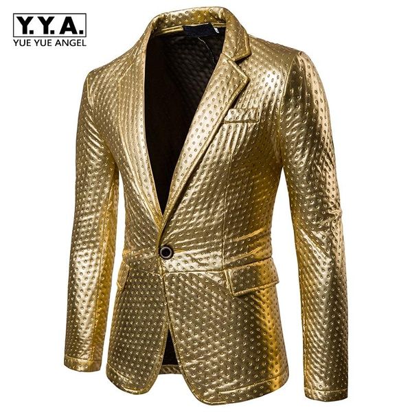 

mens blazers coat winter british style slim thin black male casual one button performance suit jacket men prited silver gold men's suit, White;black