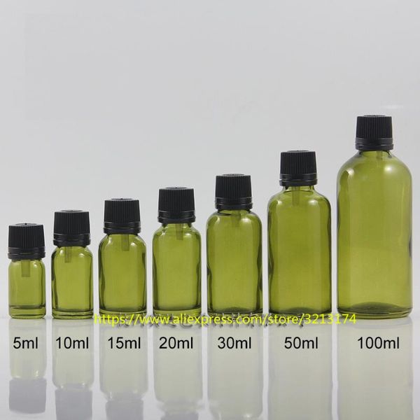 

storage bottles & jars wholesale 5ml to 100ml olive green glass bottle with theft-proof lid,for lotion perfume oil moisturizer facial water
