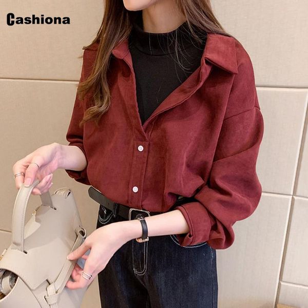 

women's blouses & shirts cashiona 2021 spring long sleeve corduroy blouse kpop elegant leisure casual blusas shirt ropa mujer femme clo, White