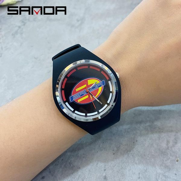 

wristwatches 2021 men's sports watches 50m quartz military watch women casual electronics relojes hombre sanda, Slivery;brown