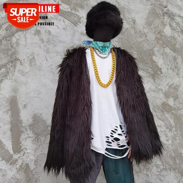 

tkpa fur coat mink men and women plush jacket hip-hop retro #rw6b, Black;brown