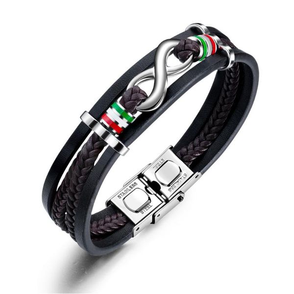 

charm bracelets vintage simple bracelet multilayer pu leather number 8 weaving men fashion steel personality for, Golden;silver