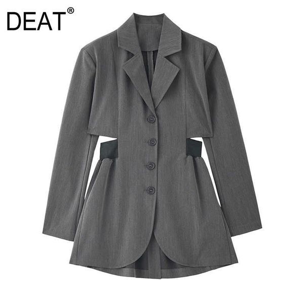 

[deat] summer spring fashion coat solid color single-breasted turn-down collar temperament blazer women 13q454 210527, White;black