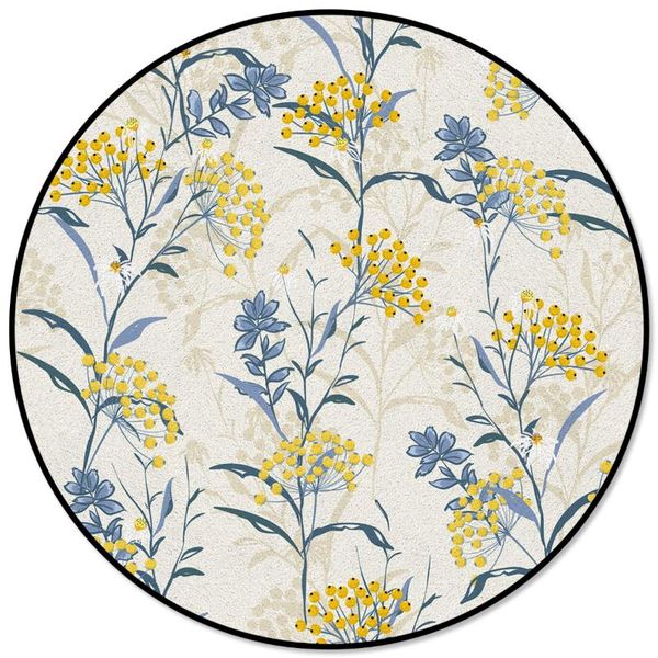 

carpets plant white flowers texture round carpet kids area rug anti-slip floor mat for bedroom living room home decor