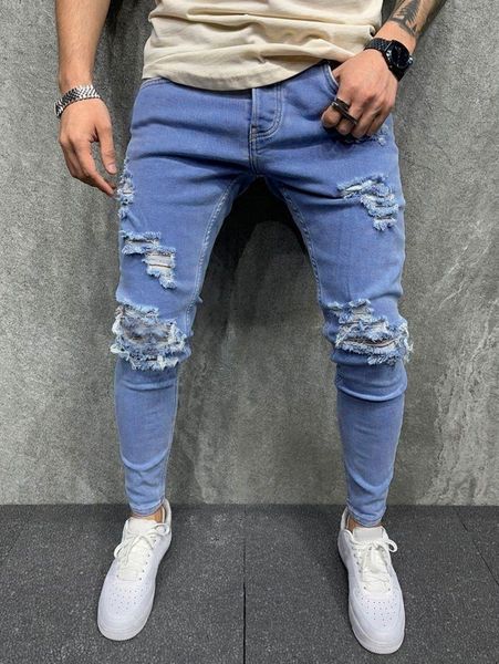 

men ripped skinny washed jeans a0q6#, Blue