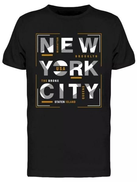 

n y city state island design tee men's -image by shutterstock, White;black