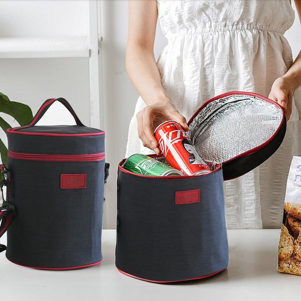 

storage bags 1pc bento bag thickened round lunch box oxford cloth large bucket insulation