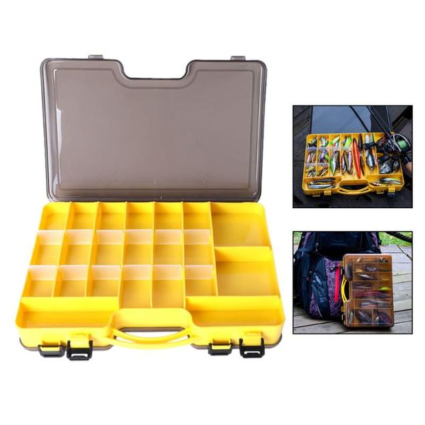 

fishing accessories portable tool tackle case plastic lure hook baits storage container bait organizer for outdoor (yellow)