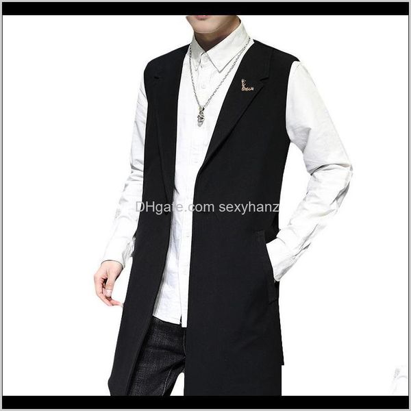 

trench outerwear & coats clothing apparel drop delivery 2021 spring and summer mens sleeveless waistcoat hair stylist long windbreaker men k, Tan;black