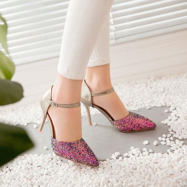 

big size 30-48 2021 spring & autumn summer solid fashion pointed toe women thin heels pumps 2 colors dress shoes, Black