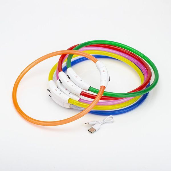 

dog collars & leashes led luminous collar pvc usb charging night light pet anti-lost