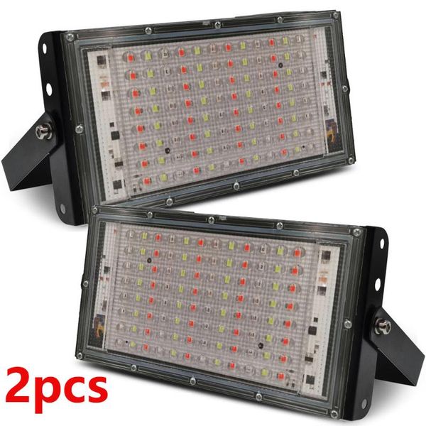 

2pcs/lot led flood light 100w rgb floodlight ac 220v 240v street lamp waterproof ip65 outdoor lighting cob spotlight wall lamps