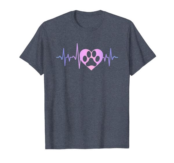 

dog paw print heartbeat shirt women girls mom love dogs gift, White;black