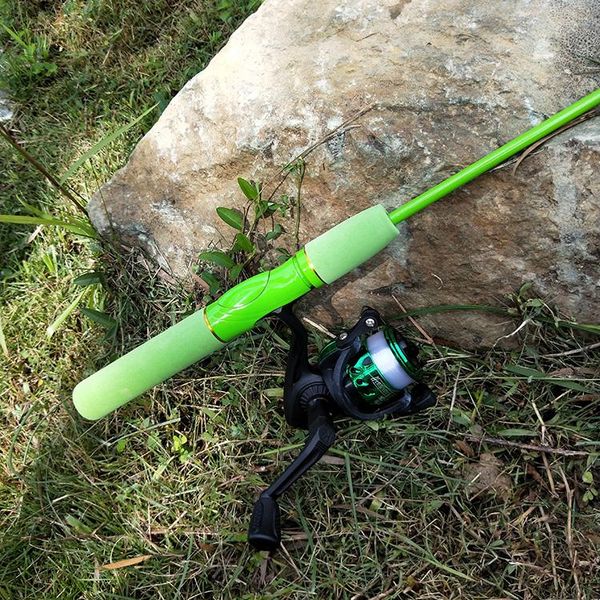 

children's fishing rod 1.5 m 3 section beginner pole cute in include spinning reel pink green available boat rods